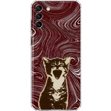 Mobilpad Samsung Galaxy S21 Uyumlu Kedi Desenli Şeffaf Telefon Kılıfı