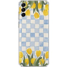 Mobilpad Samsung Galaxy S22 Uyumlu Laleler Desenli Şeffaf Telefon Kılıfı