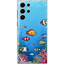 Mobilpad Samsung Galaxy S26 Ultra Uyumlu Balıklar Desenli Şeffaf Telefon Kılıfı