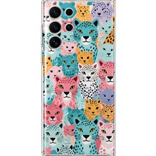 Mobilpad Samsung Galaxy S26 Ultra Uyumlu Leopar Desenli Şeffaf Telefon Kılıfı