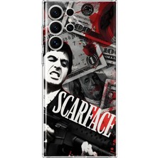 Mobilpad Samsung Galaxy S25 Ultra Uyumlu Scarface Desenli Şeffaf Telefon Kılıfı