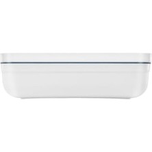 Mabelme Store & Save Vakumlu Yemek Taşıma Kabı, L Düz, Plastik, Beyaz-Akdeniz Mavisi