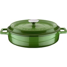 Döküm Çok Amaçlı Yayvan Tencere. Trendy Serisi ÇAP(Ø)32CM. Yeşil