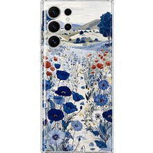 Mobilpad Samsung Galaxy S23 Ultra Uyumlu Çiçekler Desenli Şeffaf Telefon Kılıfı