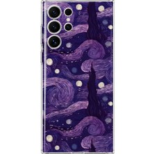 Mobilpad Samsung Galaxy S23 Ultra Uyumlu Van Gogh Desenli Şeffaf Telefon Kılıfı
