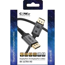 Mabelme Store 8k UHD Displayport V1.4 32.4 Gbps / 24K /alüminyum Gövdeli 8k 60Hz-4K 120Hz-2K 240HZ-FHD 240Hz Destekli G-Sync & Freesync 2 Metre Premium Displayport