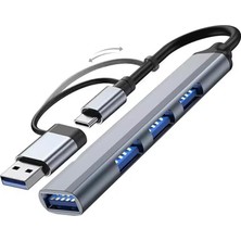 2 In 1 Adaptör 4 Port Type C USB 3.0 Hub For Mac Book Pro Air Otg USB 3.0 Adapter Type-C Çevirici USB Hub - (Sw-Hub1)