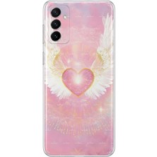 Mobilpad Samsung Galaxy M13/M23 Uyumlu Melek Kalp Desenli Şeffaf Telefon Kılıfı