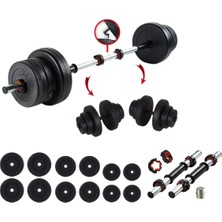 Ecgspor 38 kg Multifonksiyonel Halter Seti ve Dambıl Seti Ağırlık Fitness Seti