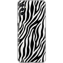 Mobilpad Samsung Galaxy M52 Uyumlu Zebra Desenli Şeffaf Telefon Kılıfı