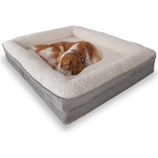 Felix Köpek Yatağı Gri Orta 75X95 Cm, Visco SÜNGER,%100 Su Geçirmez Alez, Çıkarılabilir Yıkanabilir Kılıf, Kaydırmaz Taban, Teddy Dokulu Kedi & Köpek