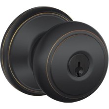 Kawin Schlage F51AAND716 Andover Kapı Topuzu Anahtarlı Giriş Kilidi, Eskitilmiş Bronz