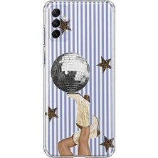 Mobilpad Samsung Galaxy M52 Uyumlu Disco Topu Desenli Şeffaf Telefon Kılıfı