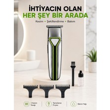 Profesyonel Saç Sakal Tıraş Makinesi T Bıçaklı Şarjlı Kablosuz 3 Taraklı Erkek Bakım Seti