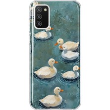 Mobilpad Samsung Galaxy A02S Uyumlu Ördekler Desenli Şeffaf Telefon Kılıfı