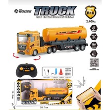 Aksoy Toys Uzaktan Kumandalı Işıklı Müzikli Full Fonksiyon Tanker Taşıyan Tır Iş Makinesi 28 cm