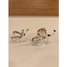 Plus Home Dekoratif 2'li Kristal Obje Renk Şeffaf Altın Çapları 9 ve 7 cm