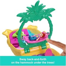 Mabelme Store Polly Mini Bebek ve Aksesuarları ile Ananas Köpekçik Plajı Mini Oyun Seti, Mikro Bebek ve Evcil Hayvanlar Dahil 8 Aksesuar, JFV00