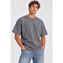 Machi Erkek Oversize T-Shirt Tişört Tshirt Rahat Kalıp Beyaz Füme Gri Haki Kırmızı Siyah Taş