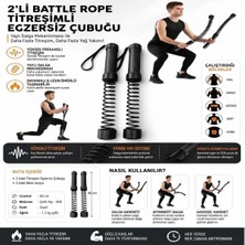 Hereveoyuncak 2'li Battle Rope Titreşimli Egzersiz Çubuğu, Yaylı Dalga Mekanizmalı Kol, Omuz, Gööğüs, Sırt ve Core Antrenman Aleti