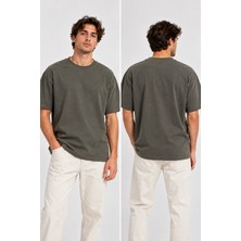 Machi Erkek Oversize T-Shirt Tişört Tshirt Rahat Kalıp Beyaz Füme Gri Haki Kırmızı Siyah Taş