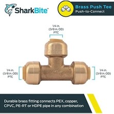 Mabelme Store Sharkbite 1/4 Inç (3/8 Inç Od) Tee, Pirinç Tesisat Bağlantısı Bağlantısı Için Itin, Pex Boru, Bakır, Cpvc, Pe-Rt, Hdpe, U358LFA