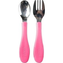 Mabelme Store Paslanmaz Çelik Çatal Kaşık Seti Pembe