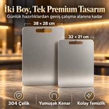 Kıvamında Paslanmaz Çelik Kesme Tahtası İkili (Çelik Sabun Hediyeli)
