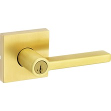 Kawin Kwikset Halifax Giriş Kapısı Kolu, Kilitli ve Anahtarlı, Güvenli Anahtarlı, Ters Çevrilebilir Kol, Dış Cephe, Ön Giriş ve Yatak Odaları Için, Saten Pirinç, Çekme Dirençli Smartkey Rekey Güvenlik ve