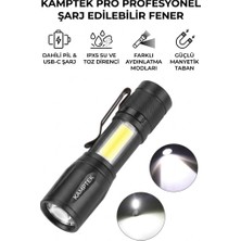 Kamptek Kamp Teknolojisi Kamptek Pro Profesyonel Şarj Edilebilir El Feneri - Usb-C Şarjlı, Ipx5 Su Geçirmez, Kamp Lambası
