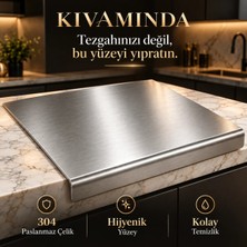 Kıvamında Paslanmaz Çelik Tezgahlık 50x60 cm (Çelik Sabun Hediyeli)