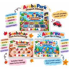 Minipoi 🎨 3’lü Cırt Cırtlı Etkinlik Seti - Araba Otopark - Sonbahar Masa Kurma- Akvaryum Görsel Algı