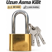 Badem10 Anahtarlı Oval Sarı Asma Kilit 60 mm Uzun Halkalı Kapı Dolap Sandık Depo Kilidi Kullanışlı Tasarım