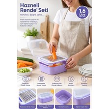 Kitchen Dream Hazneli Rende Seti 1.6 Litre - Paslanmaz Çelik Rende Yüzeyli Kilitli Saklama Kabı