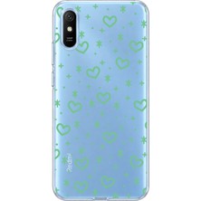 Mobilpad Redmi 9A Uyumlu Kalpler Desenli Şeffaf Telefon Kılıfı