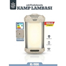 Kamptek KL-1900 Çok Fonksiyonlu Kamp Lambası - 6000MAH Şarj Edilebilir Pil, Süper Parlak LED Fener