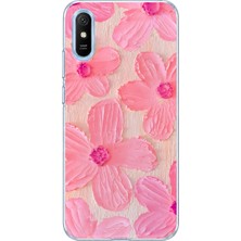 Mobilpad Redmi 9A Uyumlu Pastel Çiçek Desenli Şeffaf Telefon Kılıfı