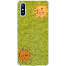 Mobilpad Redmi 9A Uyumlu Güneş Desenli Şeffaf Telefon Kılıfı