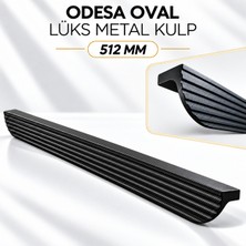 Badem10 Odesa Oval Siyah 512 mm 51.2 cm Metal Mobilya Mutfak Çekmece Dolap Dolabı Kapak Kulpu Kulbu Kulpları