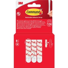 Kawin Command Çıkarılabilir Yapışkan Şeritler 17021-8-EU, Orta, 8 Şerit