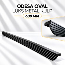 Badem10 Odesa Oval Siyah 608 mm 60.8 cm Metal Mobilya Mutfak Çekmece Dolap Dolabı Kapak Kulpu Kulbu Kulpları