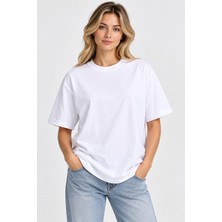 Machi Kadın Oversize T-Shirt Tişört Tshirt Rahat Kalıp Beyaz Füme Gri Haki Kırmızı Siyah Taş