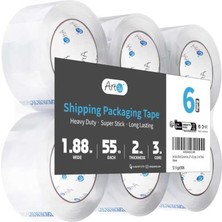 Kawin ART3D 6 Rulo Karton Sızdırmazlık Bandı Ağır Hizmet, Şeffaf Ambalaj Bandı, 1.9" x 55 Yds, 2 Mil Kalın