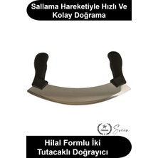 Svein Yarım Ay Satır Kıyma Bıçağı Paslanmaz Çelik 25.5 cm Çift Saplı Sebze Doğrama Yeşillik Maydanoz Soğan Sarımsak Et Kıyıcı Pizza Dilimleme Kesici Mutfak Zırhı Bakalit Sap Bulaşık Makinesinde Yıkanabilir