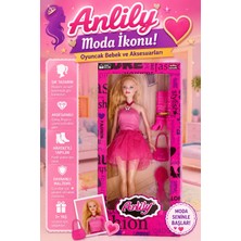 Craftivio Anlily Moda Ikonu Oyuncak Bebek ve Aksesuarları 30 cm Pembe Elbiseli Set