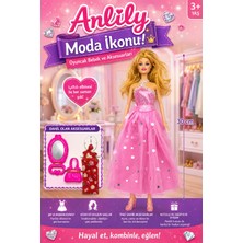 Craftivio Anlily Moda Ikonu 30 cm Oyuncak Bebek Seti - Pembe Işıltılı Elbise, Yedek Kıyafet ve Aksesuarlı