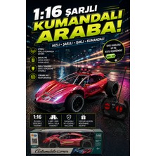 Craftivio 1:16 Şarjlı Kumandalı Araba - Işıklı Uzaktan Kumandalı Spor Oyuncak Araba (Şarj Pili Dahil)