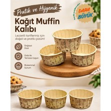 Ugravo 20'li Yuvarlak Kek ve Muffin Kalıbı, Desenli Kraft Kağıt- Yağ Geçirmez Sağlam Pişirme Kabı