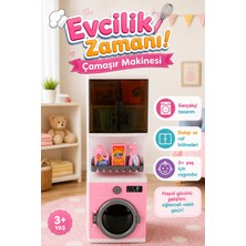 Craftivio Oyuncak Çamaşır Makinesi Seti - Dolaplı, Raflı ve Temizlik Aksesuarlı Evcilik Seti 3+ Yaş