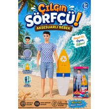 Craftivio Çılgın Sörfçü Erkek Oyuncak Bebek 30 cm - Sörf Tahtası Aksesuarlı Hareketli Figür